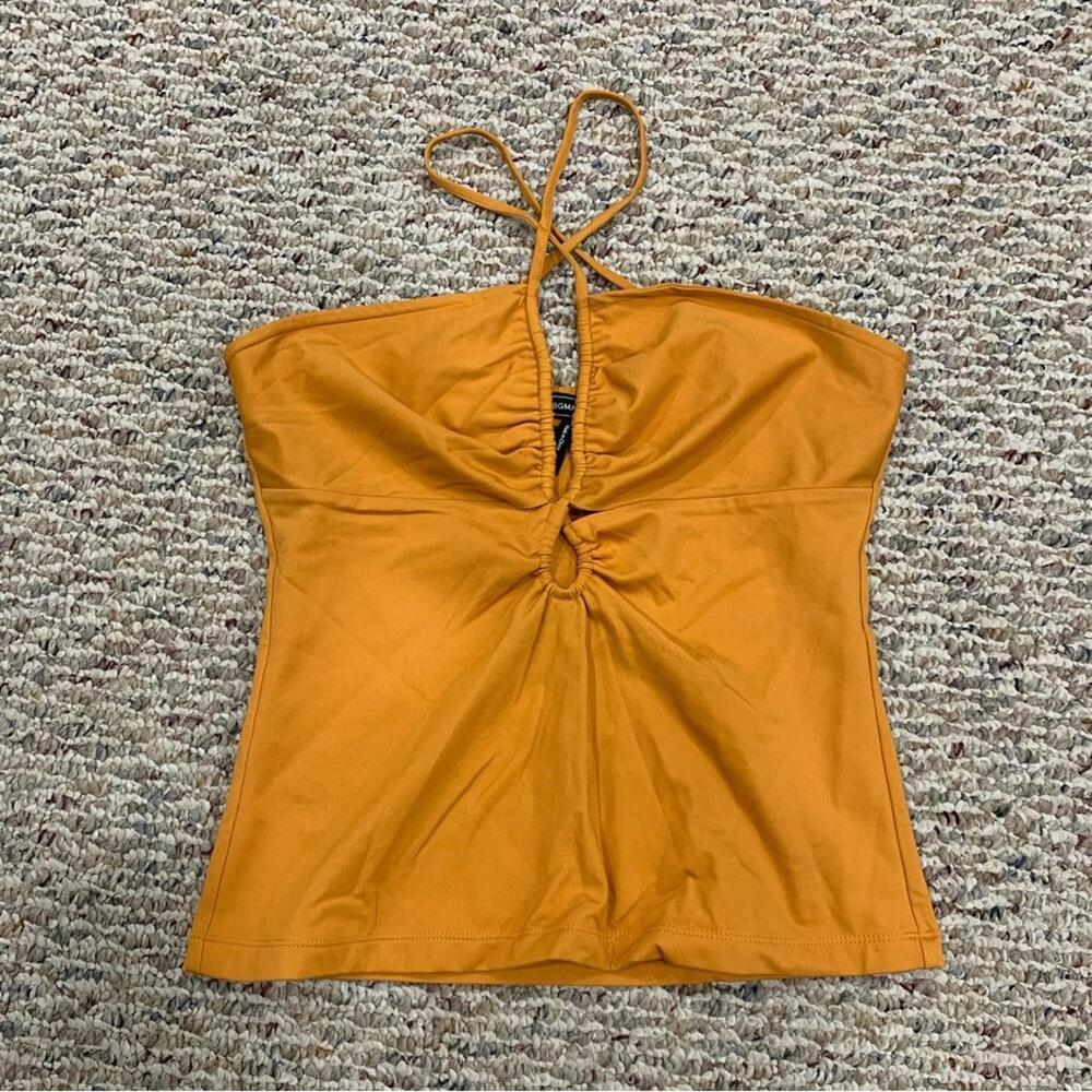 BCBGMaxAzria Cutout Strappy Tank in Orange - Small